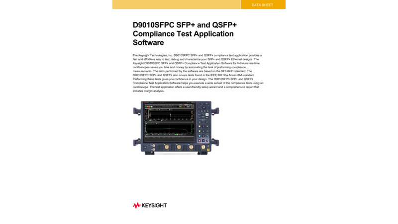 D9010SFPC SFP+ and QSFP+ Compliance Test Application Software